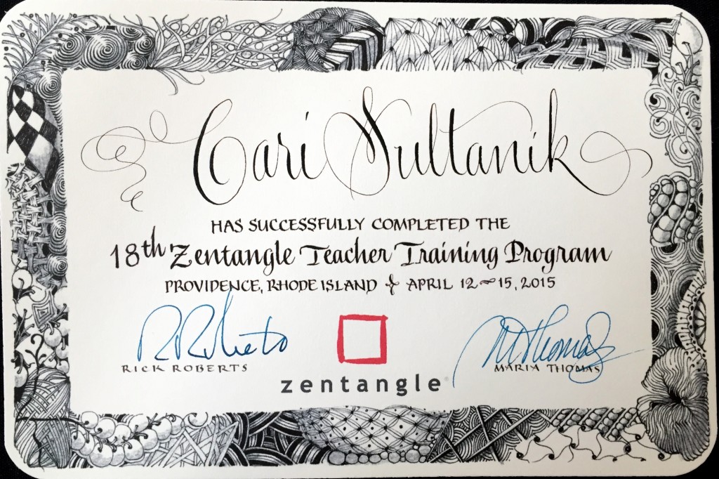 Zentangle Teacher Certificate